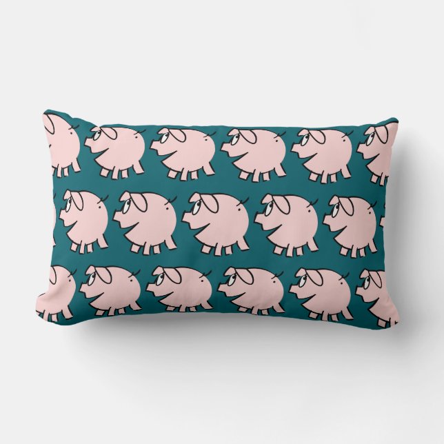 Funny 3 Cartoon Pig Choose Colour Lumbar Pillow (Front)