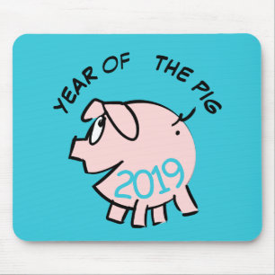 Funny 3 Cartoon Pig  Year 2019 Choose Colour Mouse Mat