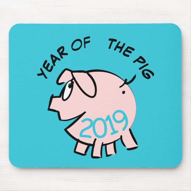 Funny 3 Cartoon Pig  Year 2019 Choose Colour Mouse Mat (Front)