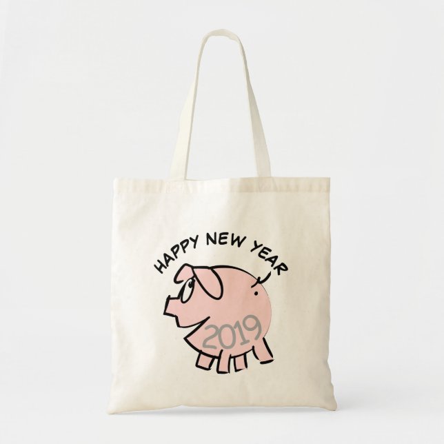 Funny 3 Cartoon Pig Year 2019 tote Bag (Front)