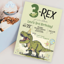 Funny 3-Rex Dinosaur Cartoon 3rd Birthday Party