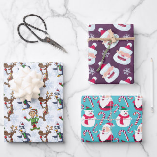 Funny 3 Sheets Of Christmas Theme Wrapping paper