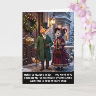 Funny 3D Anthropomorphic Victorian Cats Christmas Card