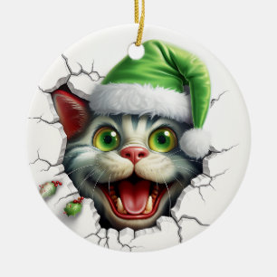 Funny 3d Cat Ceramic Tree Decoration