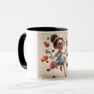 Funny 3D Illustration of a Stressed Doctor Mug