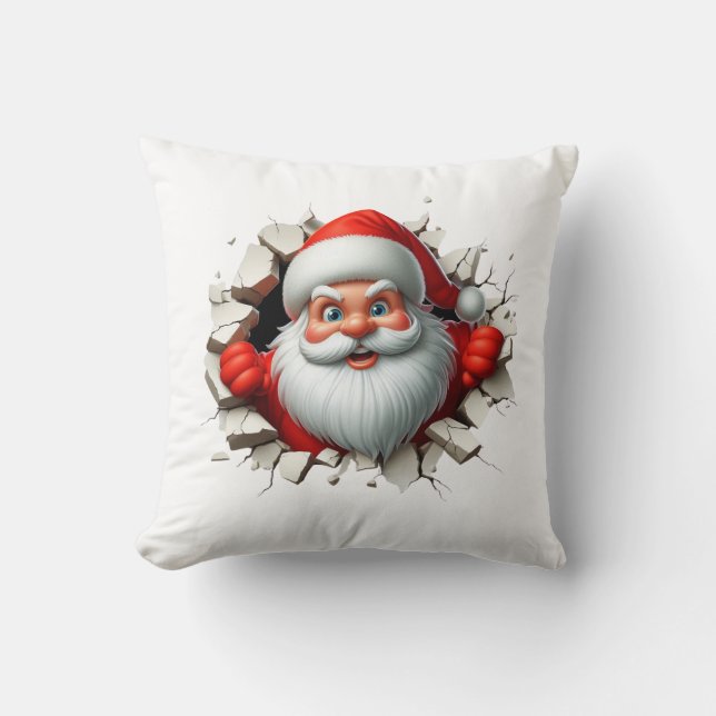 Funny 3D Santa Claus Christmas Holiday Design Cushion (Front)