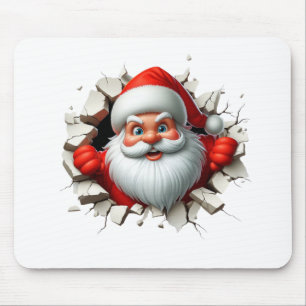 Funny 3D Santa Claus Christmas Holiday Design Mouse Mat