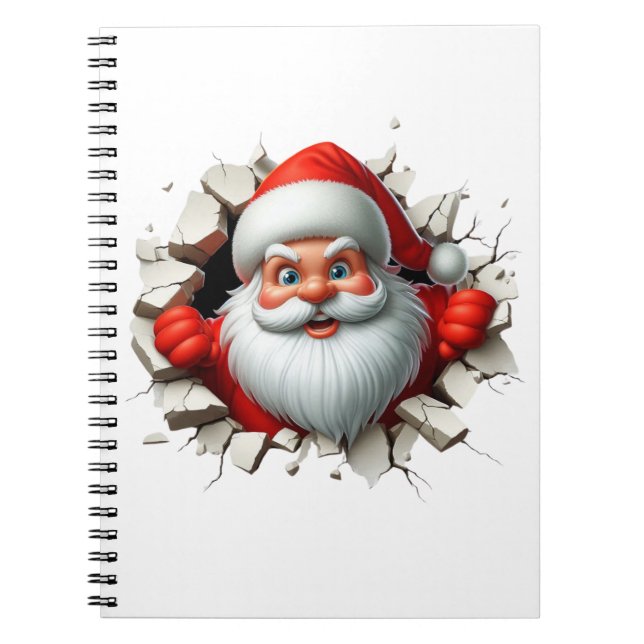 Funny 3D Santa Claus Christmas Holiday Design Notebook (Front)