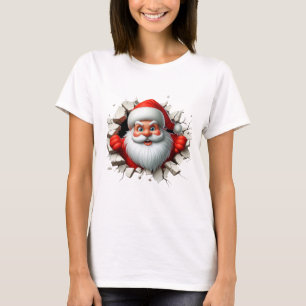 Funny 3D Santa Claus Christmas Holiday Design T-Shirt