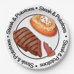 Funny 3D Steak & Potatoe Paper Plate