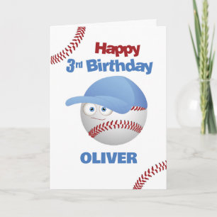 Funny 3rd Birthday Baseball Theme Card