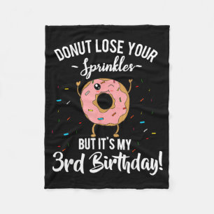 Funny 3rd Birthday Doughnut Theme Birthday Party M Fleece Blanket