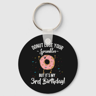Funny 3rd Birthday Doughnut Theme Birthday Party M Key Ring