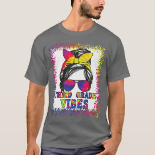 Funny 3rd Grade Vibes Messy Bun Back To School Kid T-Shirt