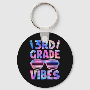 Funny 3rd Grade Vibes Tie Dye Back To School First Key Ring