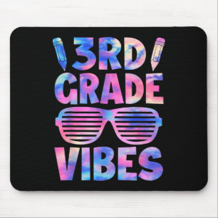 Funny 3rd Grade Vibes Tie Dye Back To School First Mouse Mat