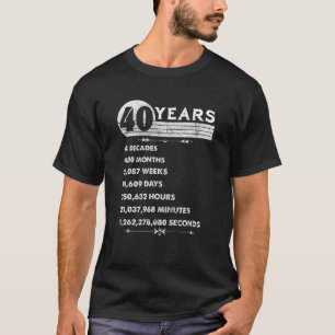 Funny 40 Years Forty Birthday Design T-Shirt