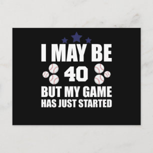 Funny 40th Birthday Baseball Fan 40 Year Old Birth Postcard