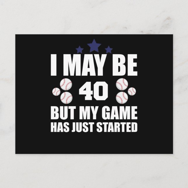 Funny 40th Birthday Baseball Fan 40 Year Old Birth Postcard (Front)