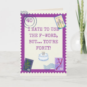 Funny 40th birthday card