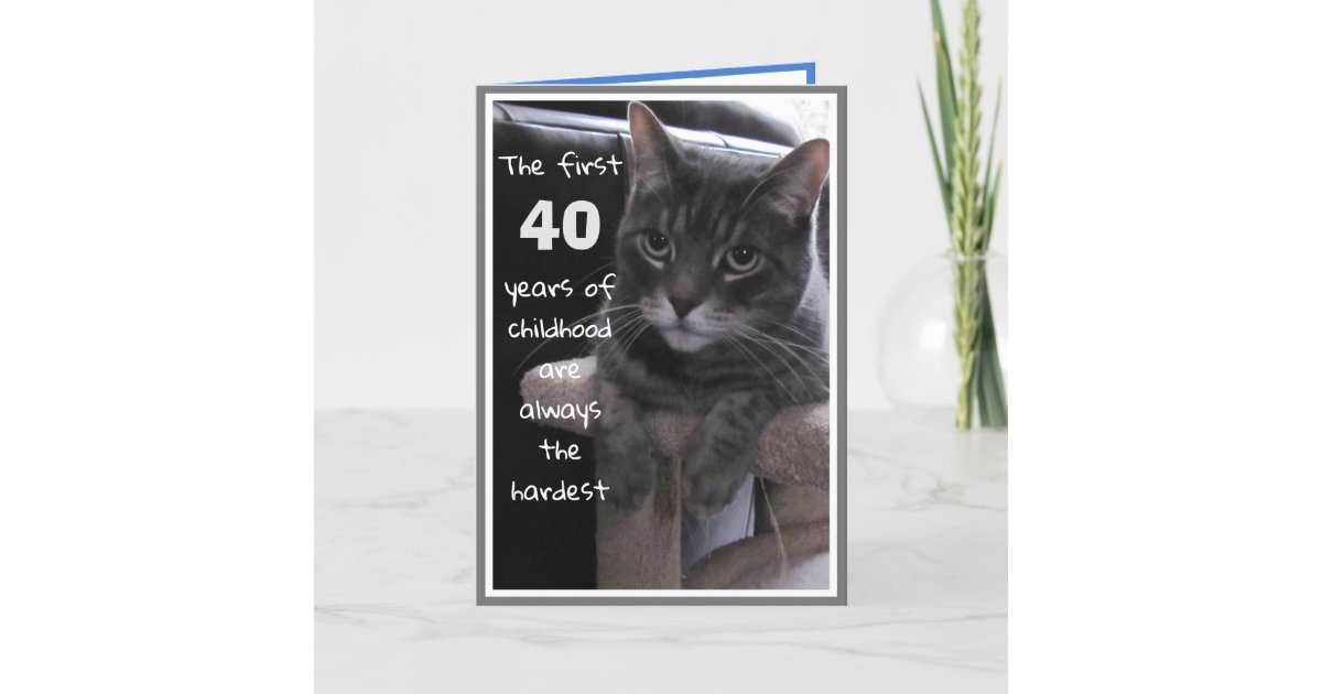 Funny 40th Birthday Cat Card | Zazzle.co.uk