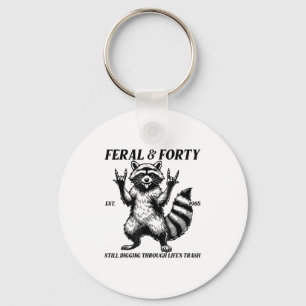 Funny 40th Birthday Est 1985 Feral & Forty Rac Key Ring