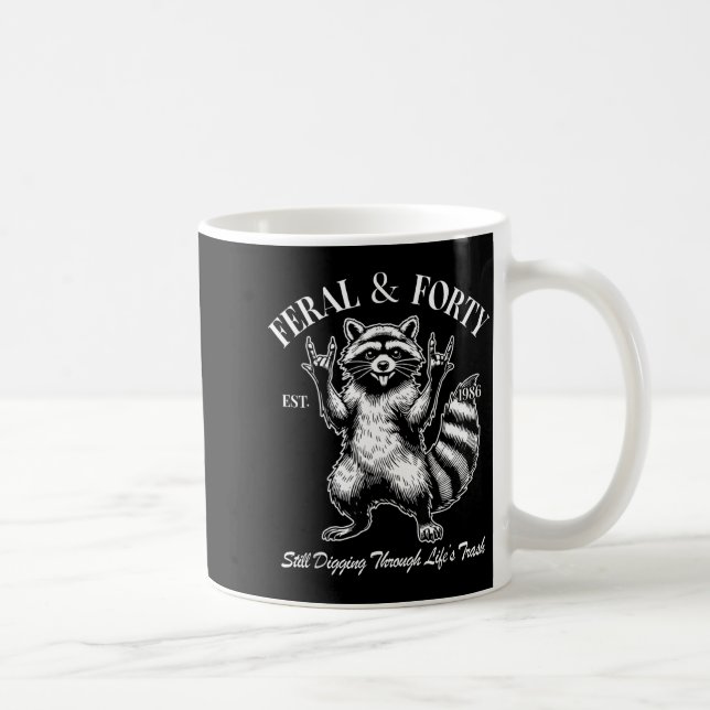 Funny 40th Birthday Est 1986 Feral &amp; Forty Rac Coffee Mug (Right)