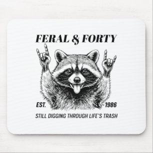 Funny 40th Birthday Est 1986 Feral &amp; Forty Rac Mouse Mat