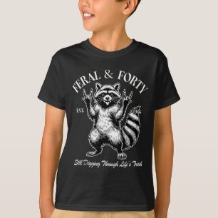 Funny 40th Birthday Est 1986 Feral & Forty Rac T-Shirt