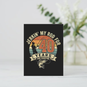 Funny 40th Birthday Fishing Gift Invitation Postcard