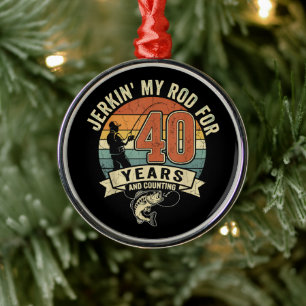 funny 40th birthday fishing gift metal tree decoration