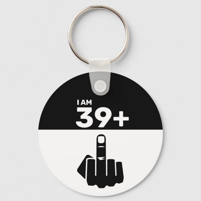 Funny 40th Birthday Gift, 39 Plus one Chequered Key Ring (Front)