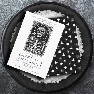 Funny 40th Birthday Gothic Tarot Black Invitation