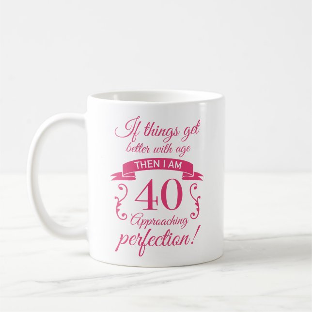 Funny 40th Birthday 'Perfection' Coffee Mug (Left)