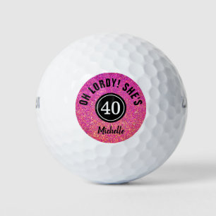 Funny 40th Birthday Pink Glitter Personalised  Golf Balls