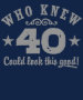 Funny 40th Birthday T-shirt - 25.95 Funny 40th Birthday T-shirt
