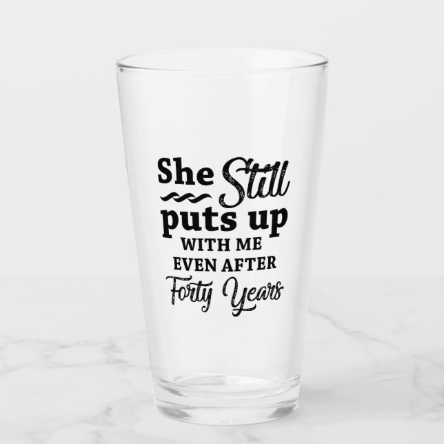 Funny 40th Wedding Anniversary Glass (Front)