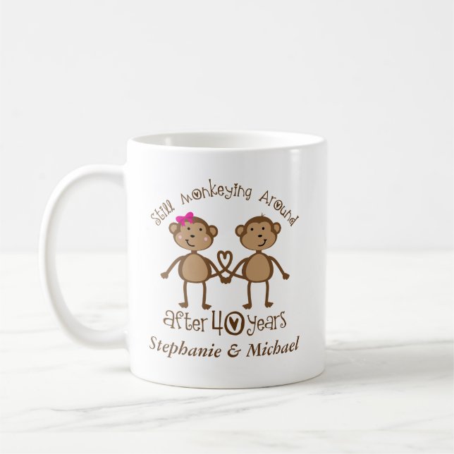 Funny 40th Wedding Anniversary His Hers Mugs (Left)