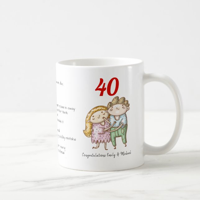 FUNNY 40th Wedding Anniversary Ruby Customised Coffee Mug (Right)