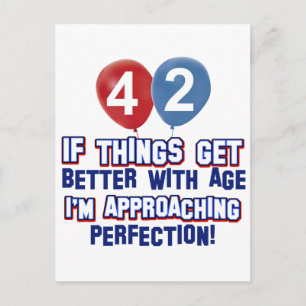 Funny 42nd year old birthday designs postcard
