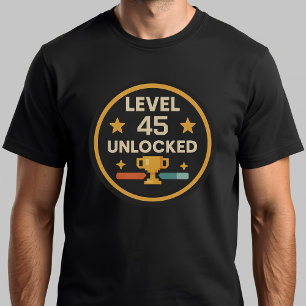 Funny 45th Birthday Gaming Tee Lvel 45 unlocked