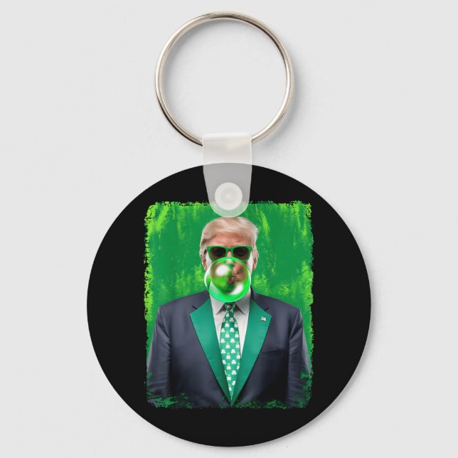 Funny 47th President St Patricks Day Irish Trump B Key Ring (Front)