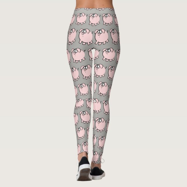Funny 4 Cartoon Illustration Pig Choose Colour L Leggings (Back)