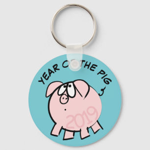 Funny 4 Cartoon Illustration Pig  Year 2019 R KeyC Key Ring