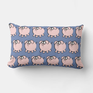 Funny 4 Cartoon Pig Choose Colour Lumbar Pillow