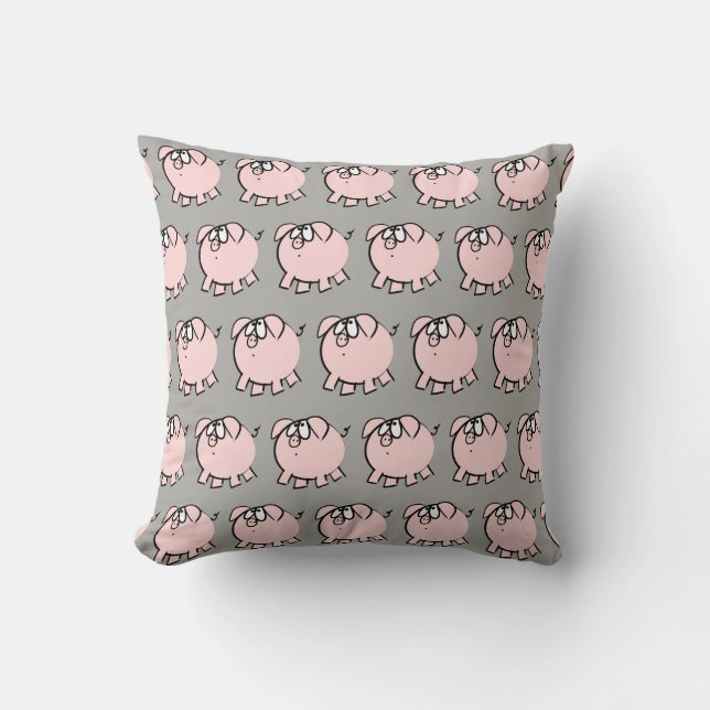Funny 4 Cartoon Pig Choose Colour Square Pillow (Front)