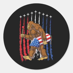 Funny 4 Of July Design Flag Usa Classic Round Sticker