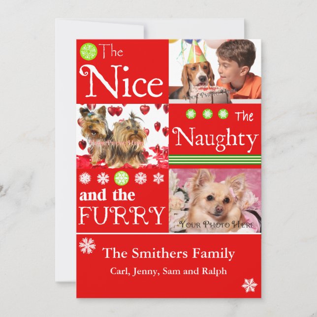 Funny 4 Photo Family Christmas Card (Front)