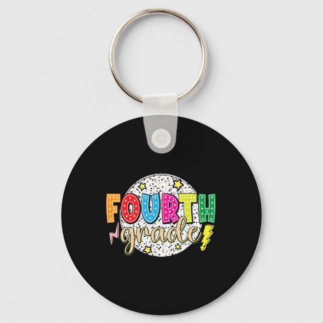 Funny 4th Grade Back To School Dalmatian Dots Teac Key Ring (Front)