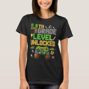 Funny 4th Grade Level Unlocked Ck To School Gamer T-Shirt